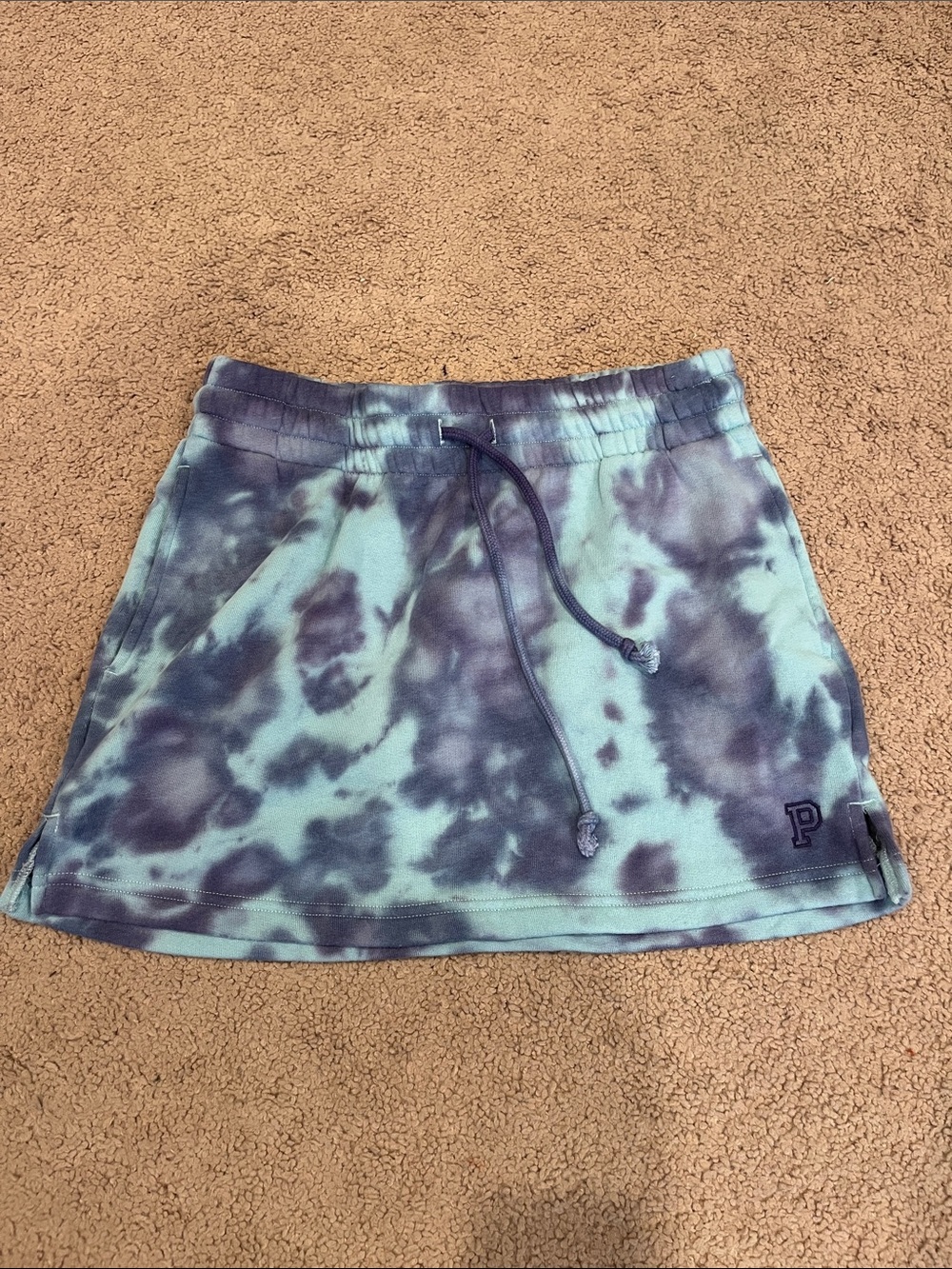 PINK Victoria's Secret Teal and Navy Tie-Dye Mini Skirt